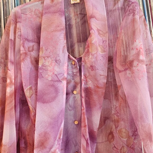VIntage Elite Chiffon Floral Blouse - Picture 7 of 7